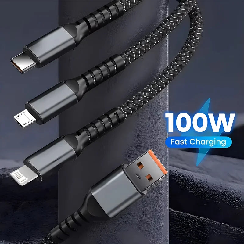 Gadgit Co™ – 3-in-1 Fast Charging Cable (Lightning + Type-C + Micro USB)