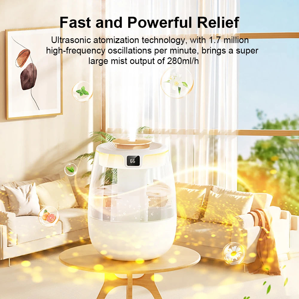 Gadgit Co 1.3L Large Capacity Dual Spray Desktop Humidifier | 20hr Runtime, Night Light