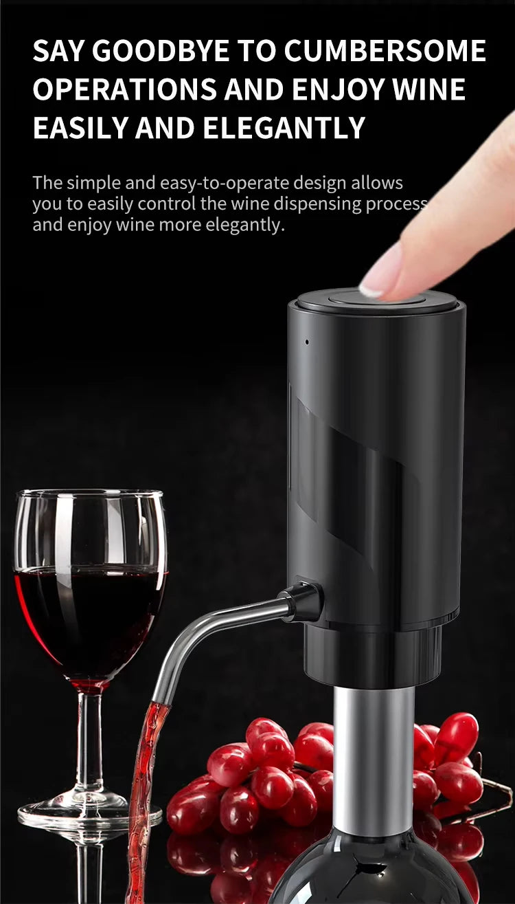 Gadgit Co Electric Wine Aerator & Dispenser | Type-C Rechargeable, Stainless Steel