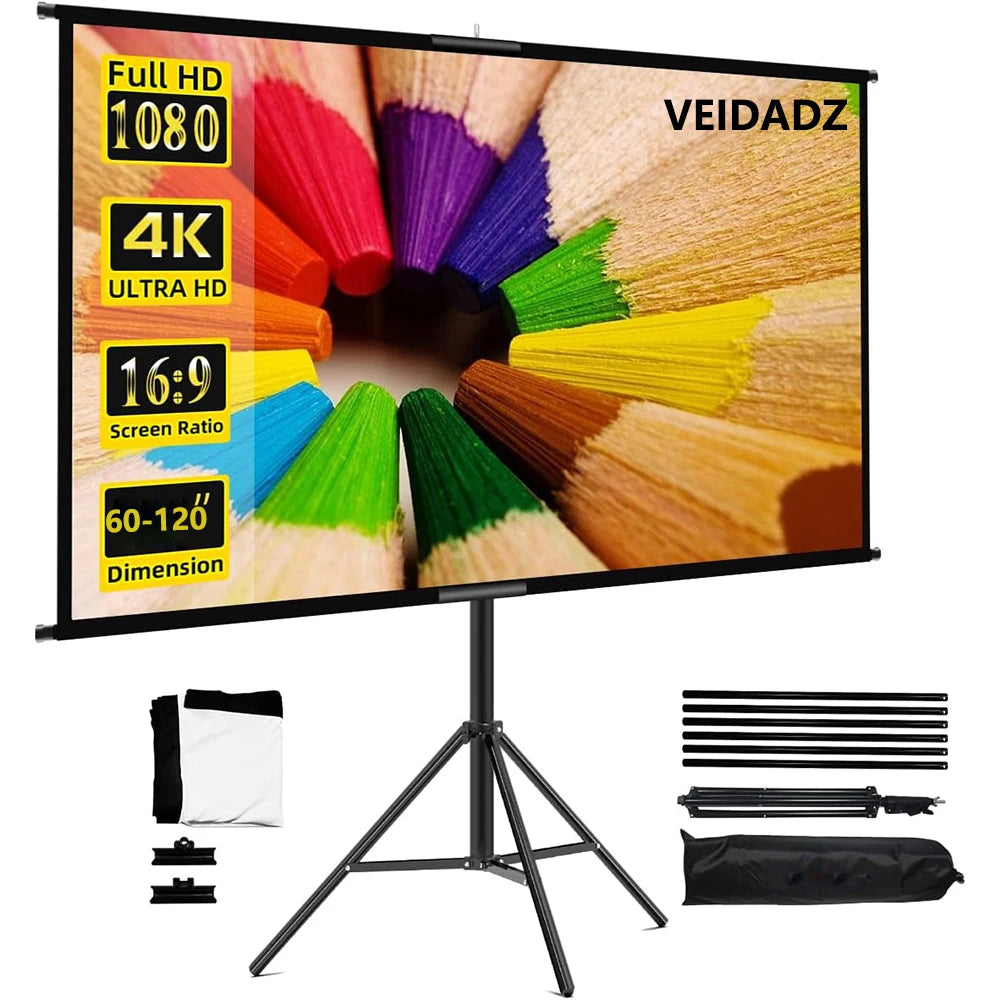 CineScreen Pro™ – Foldable 16:9 Projector Screen with Stand