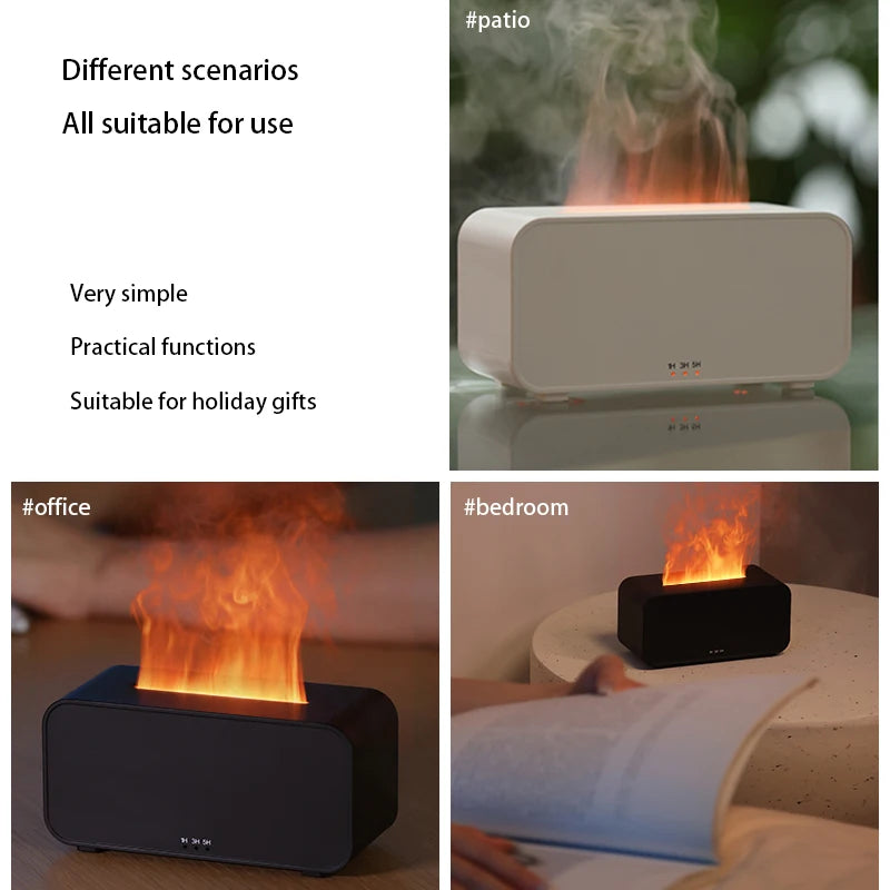 Gadgit Co 3D Flame Aroma Diffuser & Humidifier | 120ml, 7-Colour Flame, Timer