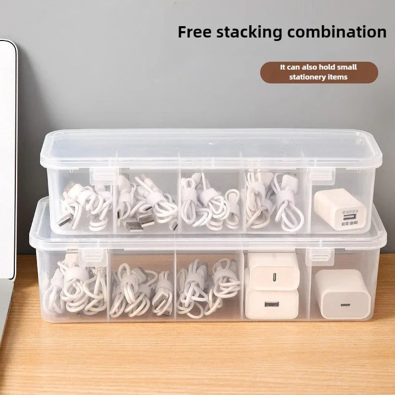 Transparent Data Cable Organizer Case for Office Home