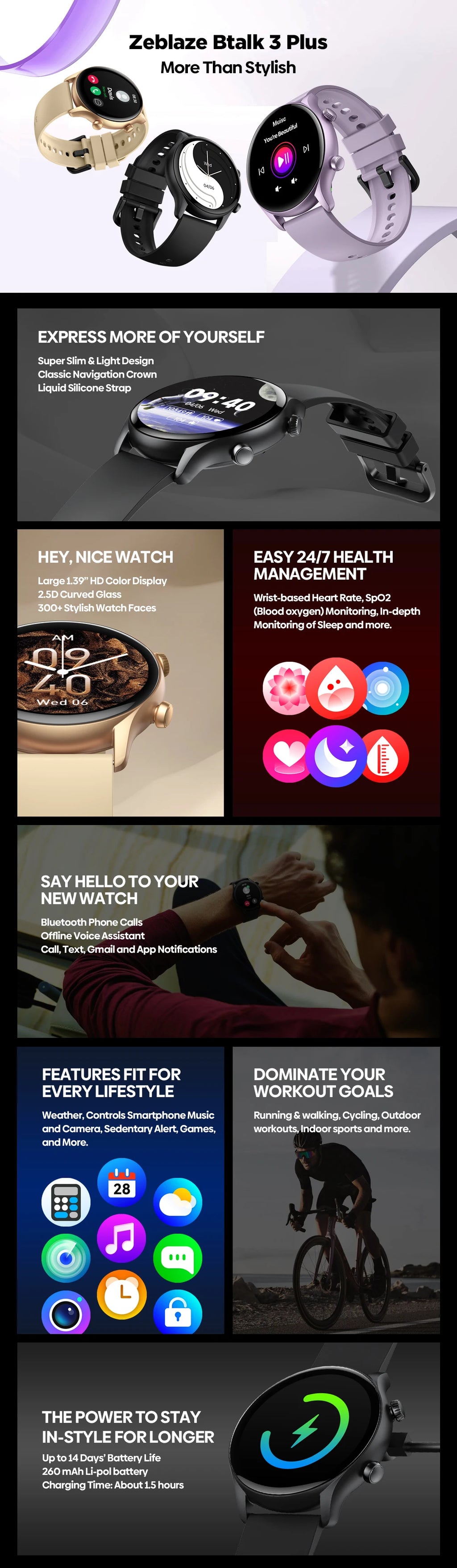 Zeblaze Btalk 3 Plus – HD Voice Calling Smartwatch