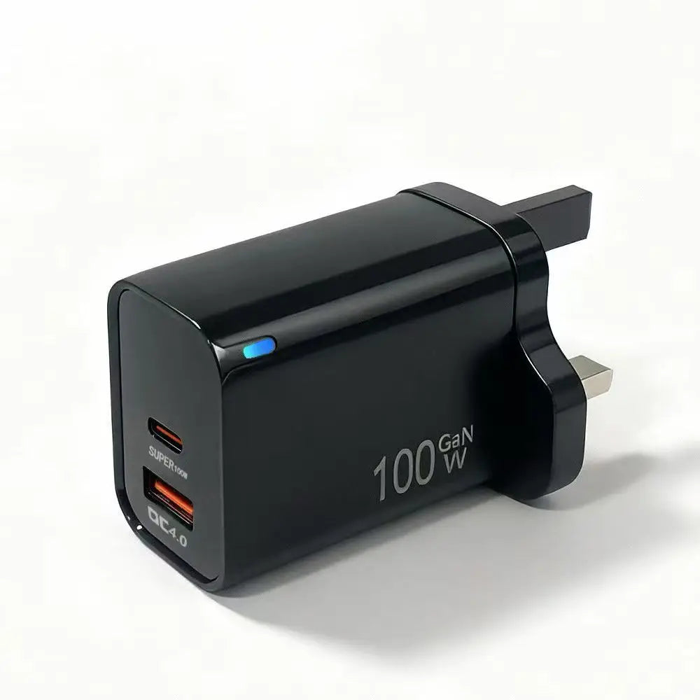 100W GaN USB-C +USBA   Charger  for MacBook Air ，Samsung Galaxy,Ipad Pro, Phone 17/16/15 and More , Power Bank  Quick Charge