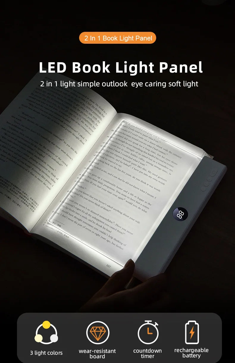 Gadgit Co ™ Rechargeable LED Reading Light | 3 Colours, Timer, Eye-Friendly