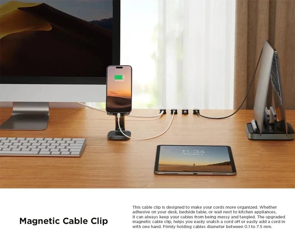 Gadgit Co™ Magnetic Adhesive Cable Clips | Desk & Home Wire Organizer