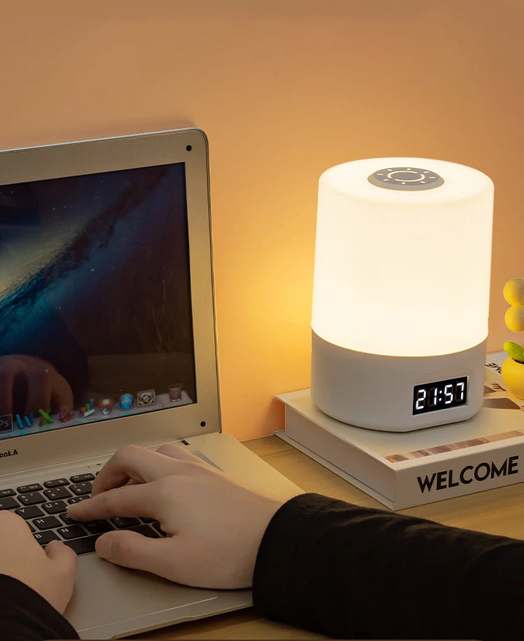 Gadgit Co™ LED Touch Desk Lamp | Clock, 3 Colour Temps, USB Rechargeable