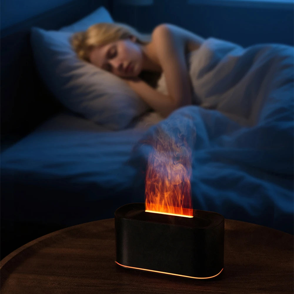 Gadgit Co Flame Effect Essential Oil Diffuser & Humidifier | 7-Colour Flame Light, Auto Off