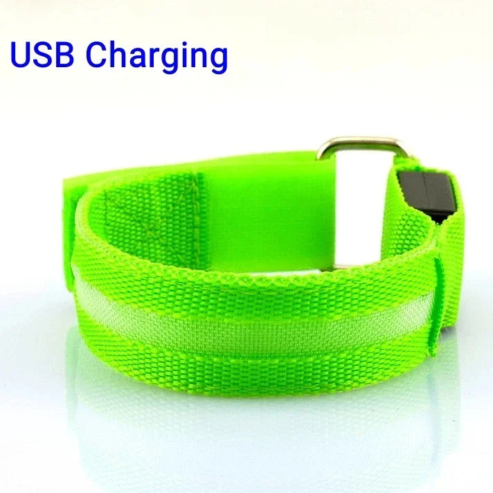 USB Rechargeable LED Night Running Armband Safety Light Belt for Outdoor Sports Cycling Bike Warning Wristband Arm Leg Light
