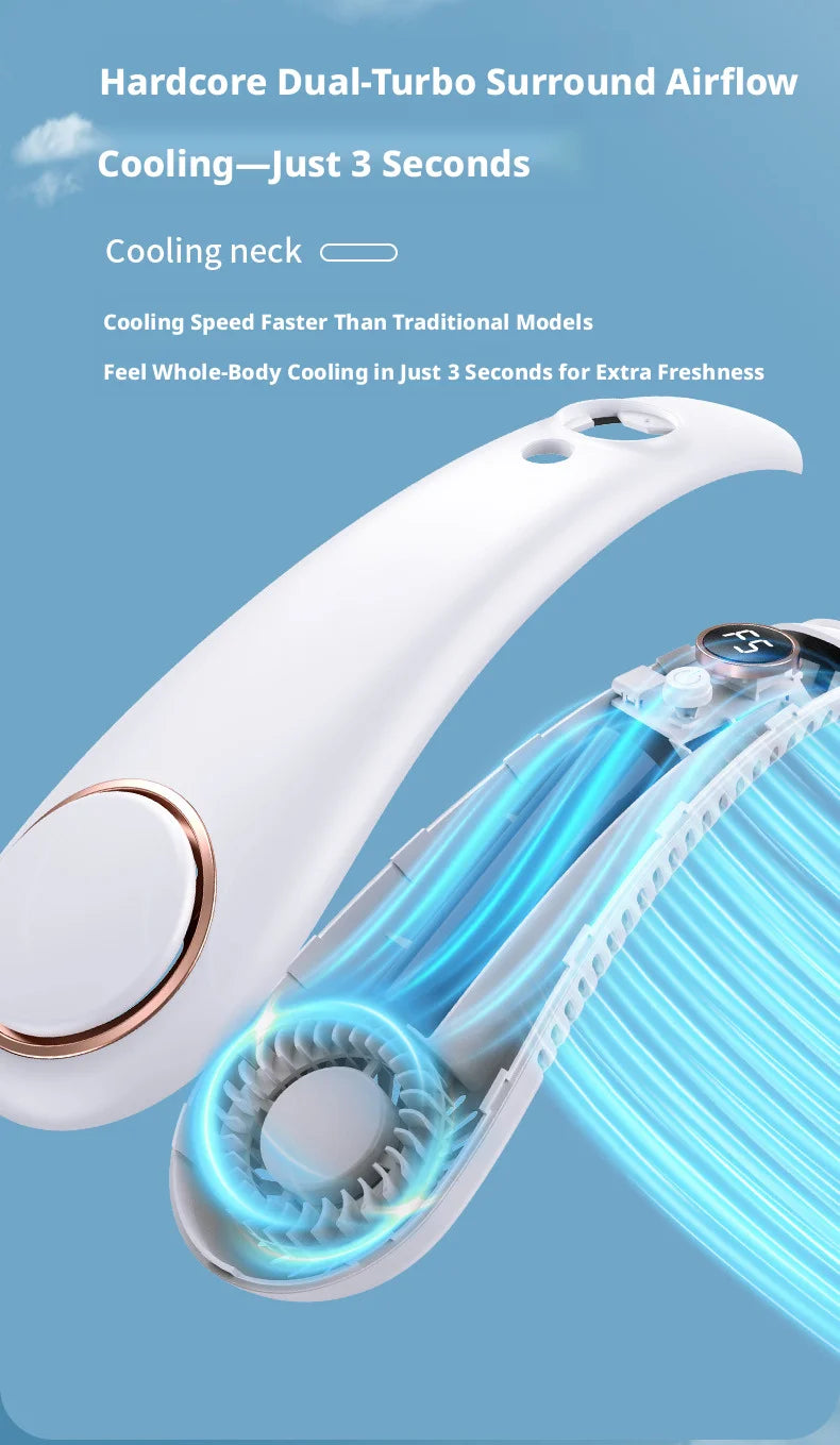 Gadgit Co Portable Bladeless Neck Fan | 5-Speed, USB Rechargeable, Hands-Free Cooling