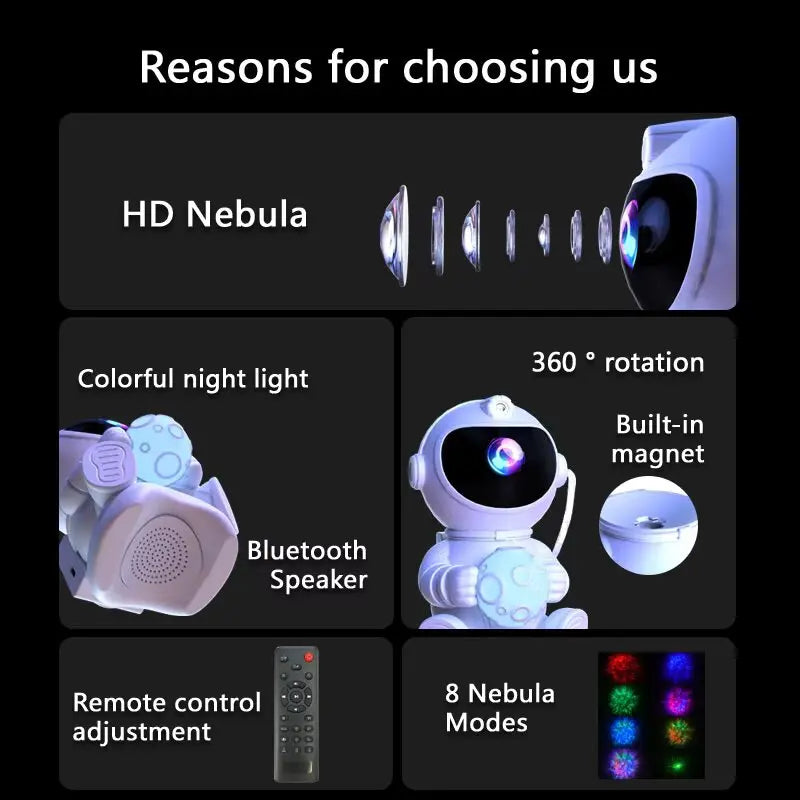 Gadgit Co™ Astronaut Galaxy Light Projector | Bluetooth Speaker, Remote