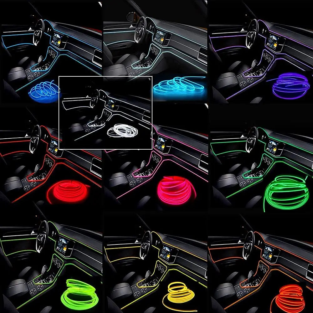 Gadgit Co 5M Neon EL Wire Car Interior Light | Flexible, 10 Colours, USB or 12V
