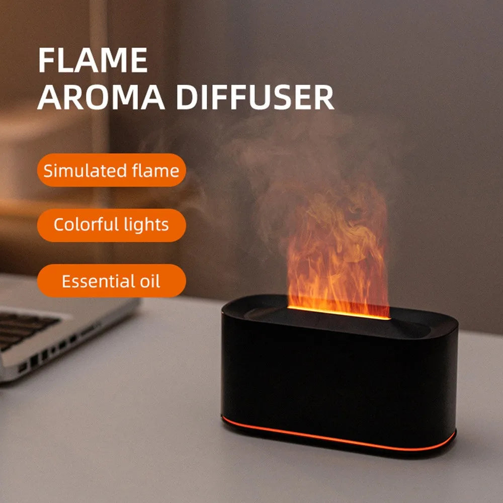 Gadgit Co Flame Effect Essential Oil Diffuser & Humidifier | 7-Colour Flame Light, Auto Off