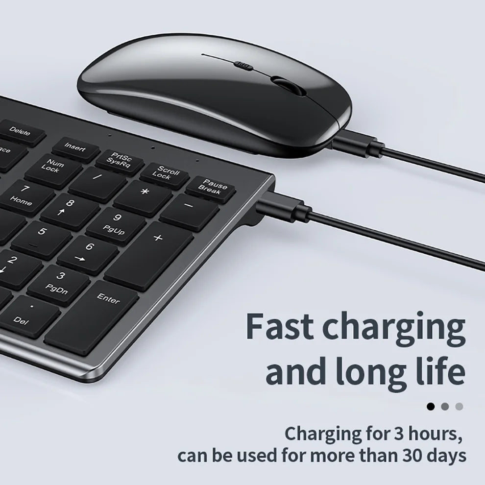 Gadgit Co™ – Slim Rechargeable Wireless Keyboard & Mouse Combo | 4-Device | Multi-Language
