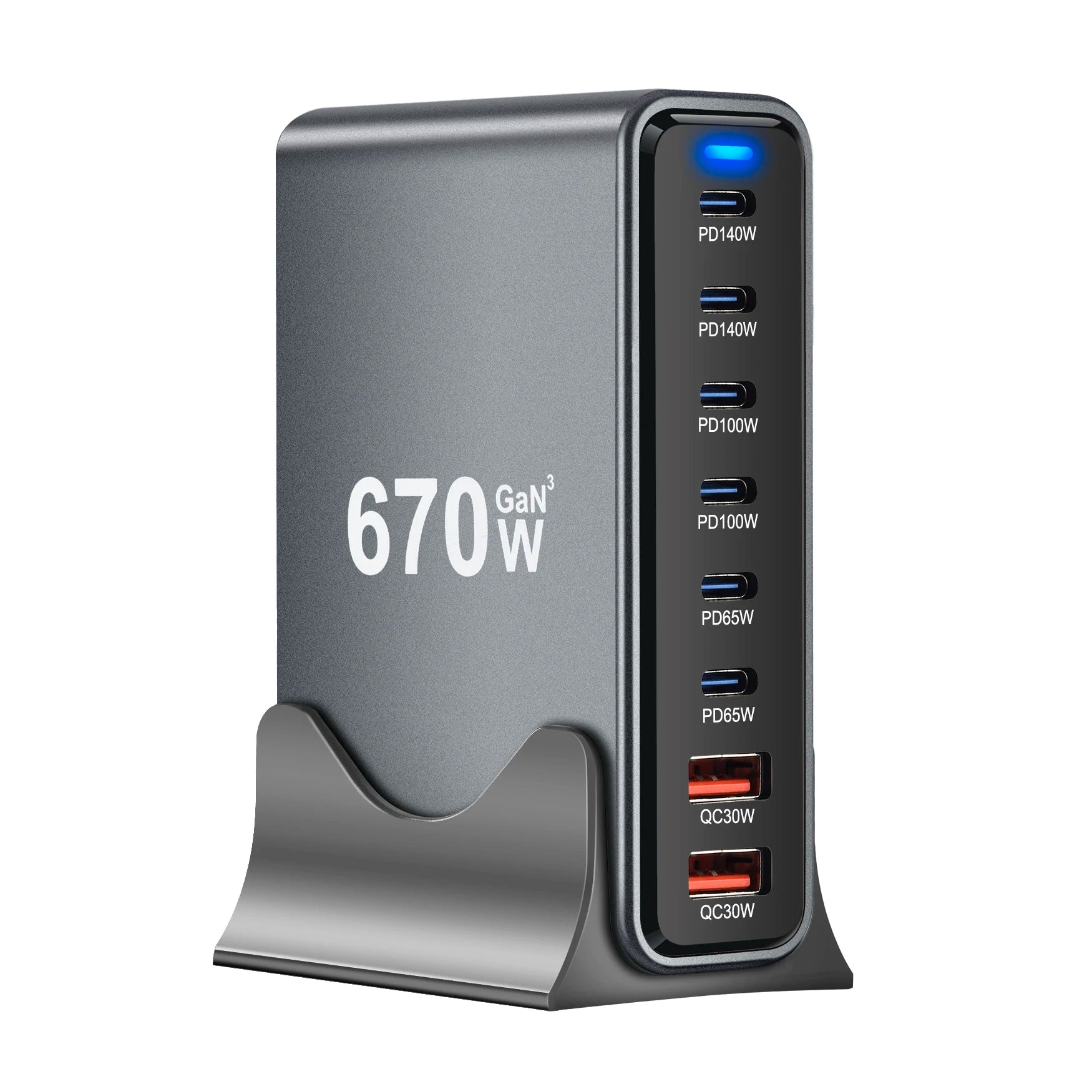 800W/670W/470W USB C Fast GaN Charger Multi-port Desktop Charging Station For iPhone Samsung Xiaomi Huawei Macbook Type C PD3.0