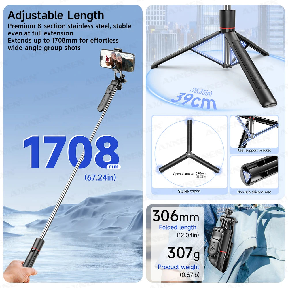 SnapPro X™ – 1708mm Extendable Selfie Tripod