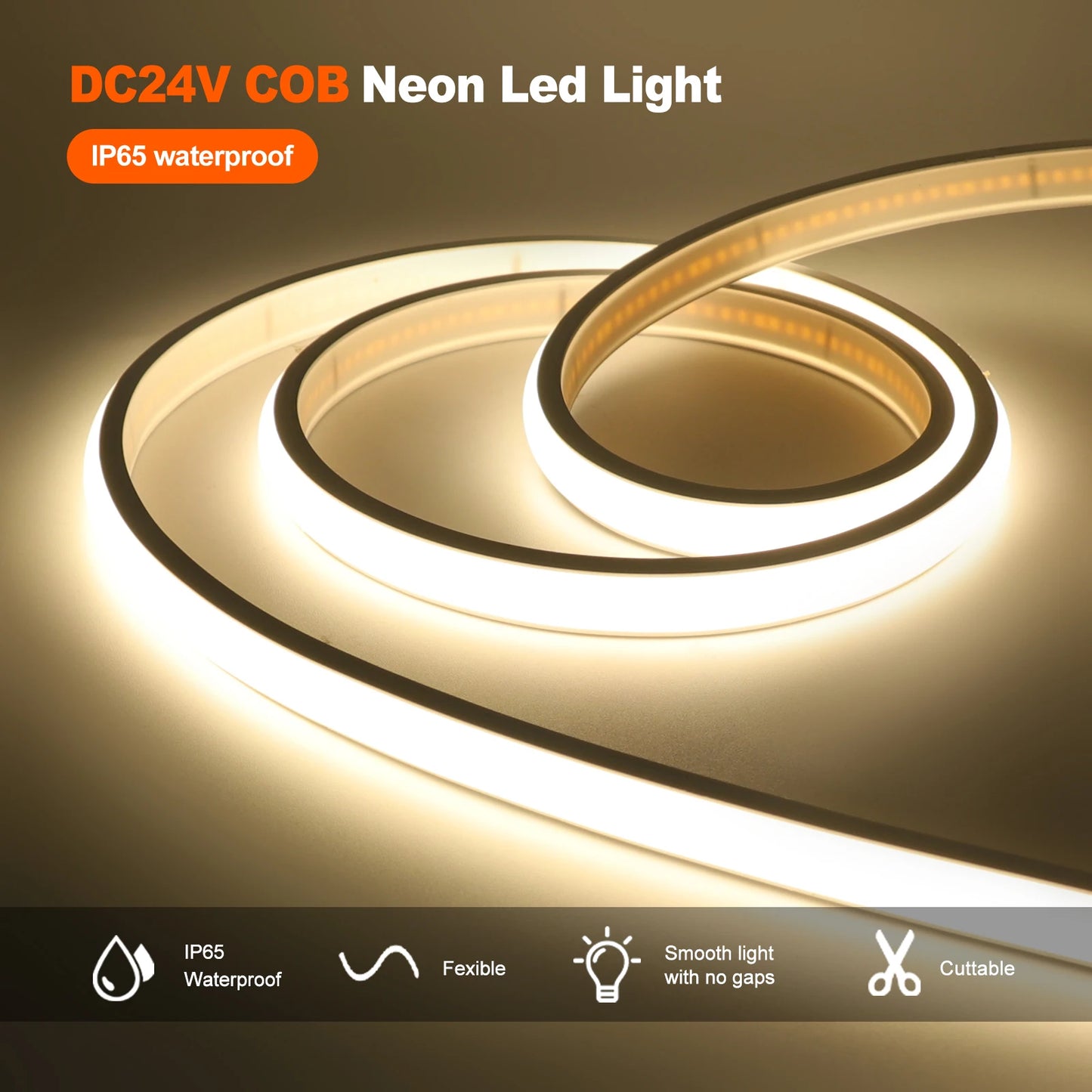 Gadgit Co AquaGlow™ Waterproof COB LED Strip Light | 12V & 24V, IP65/67, 0.5–20m