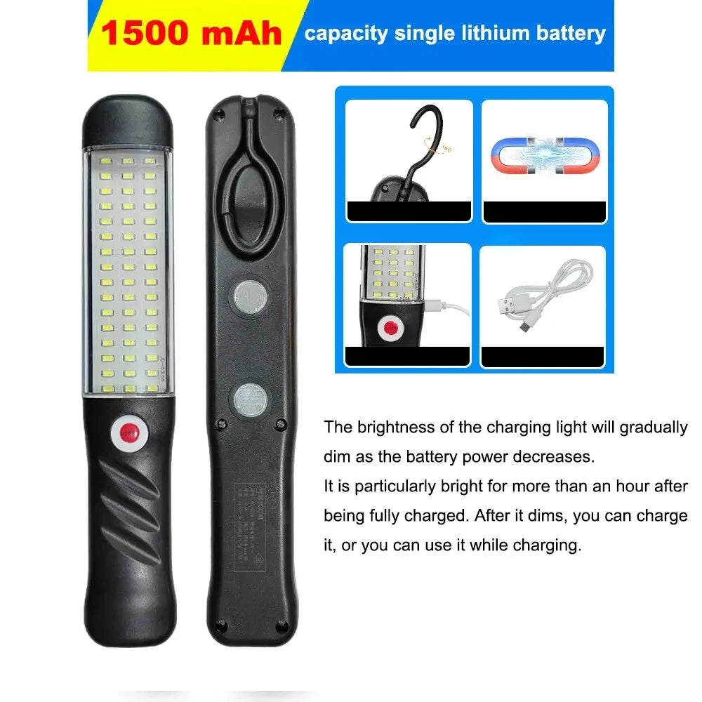 Gadgit Co Portable Magnetic LED Work Light | USB Rechargeable, 48 LEDs, 8hr Battery