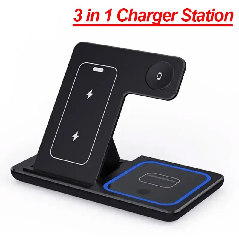 Gadgit Co™ 3-in-1 Wireless Charging Station | 15W Fast Charge, Qi Certified