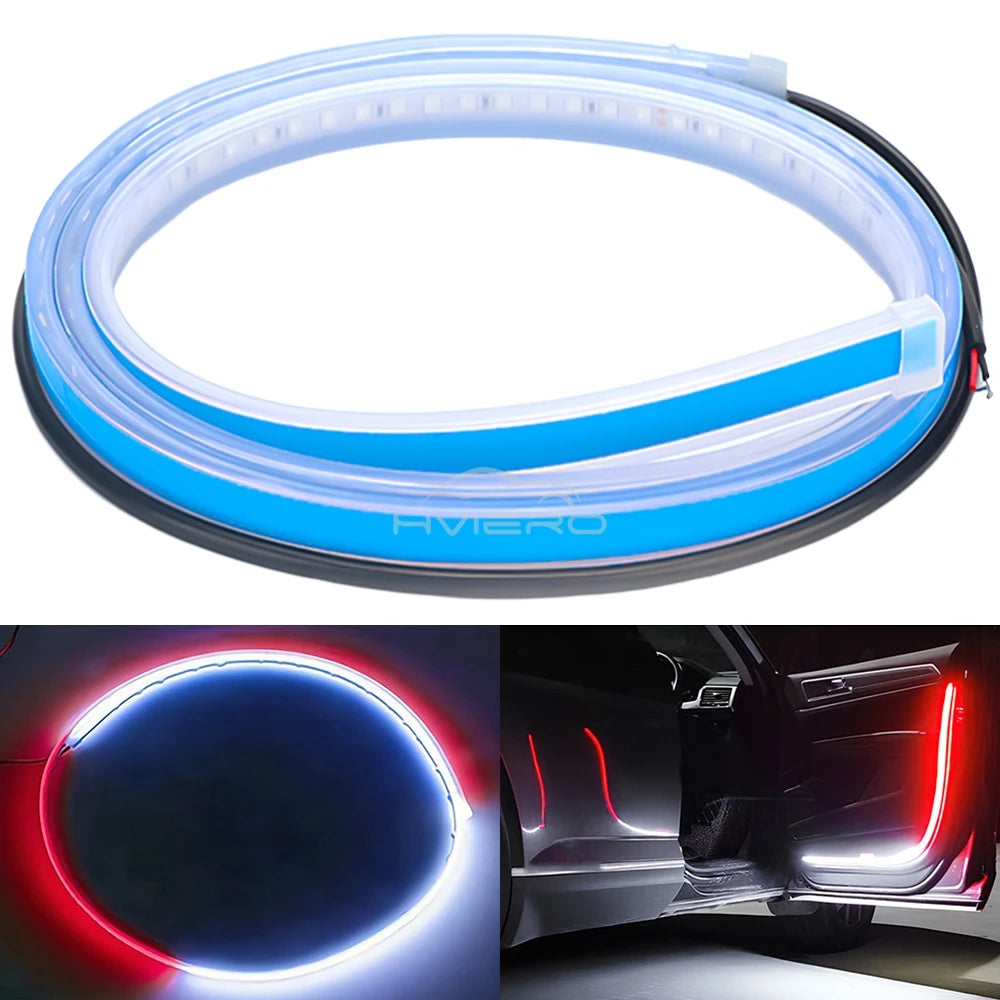 Gadgit Co Car Door LED Warning Strip | 120cm, White + Red Flash, 12V, Waterproof