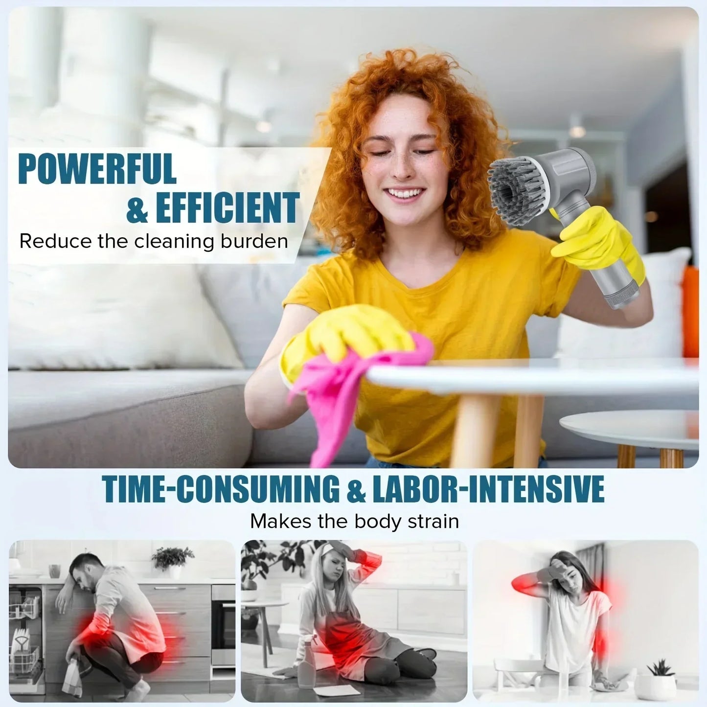 Gadgit Co Cordless Electric Spin Scrubber | 450 RPM, 5 Brush Heads, Rechargeable