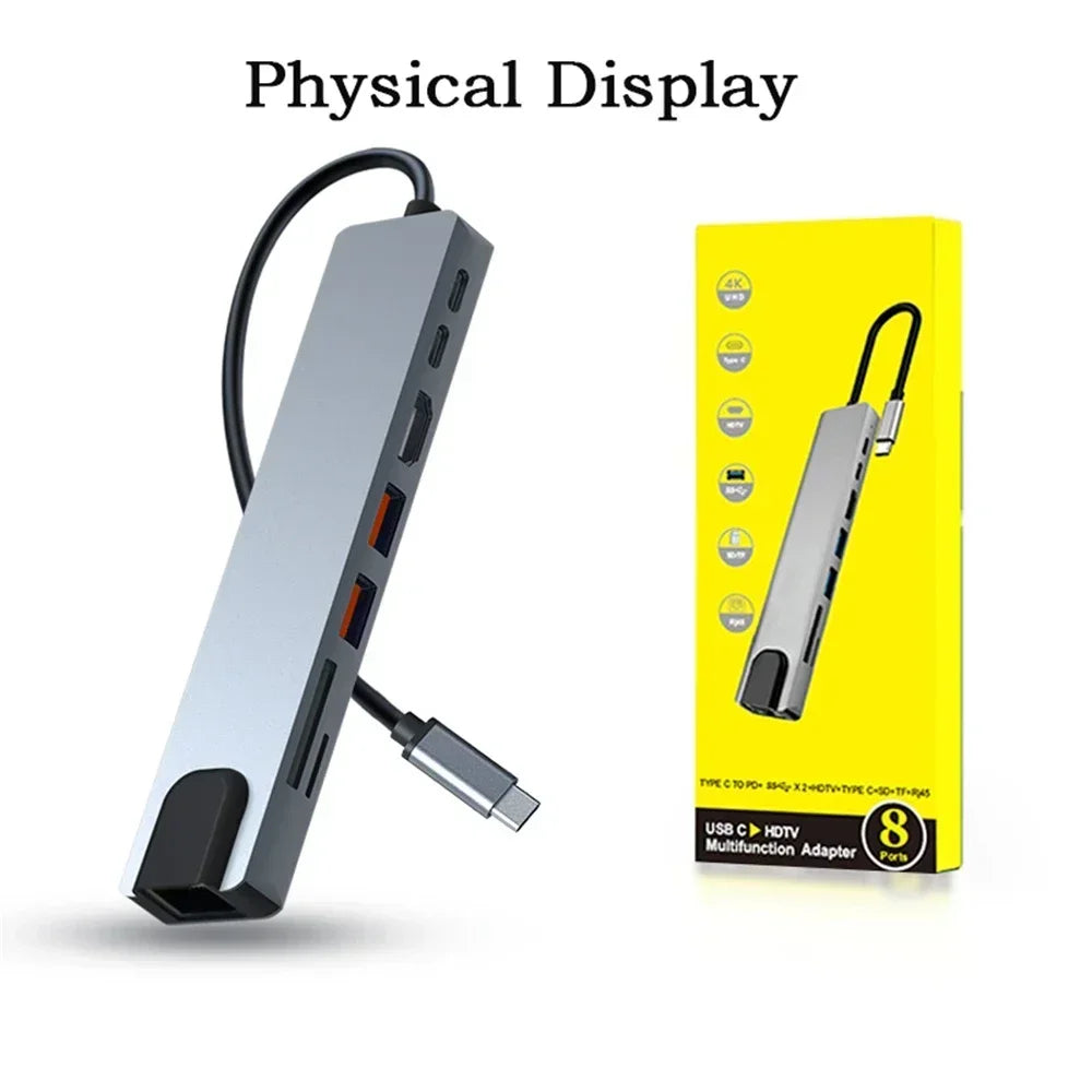 Gadgit Co™ – 8-in-1 USB-C Multiport Hub | 4K HDMI, RJ45, PD, SD/TF