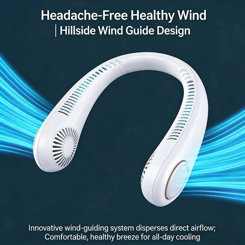 Gadgit Co Portable Bladeless Neck Fan | 5-Speed, USB Rechargeable, Hands-Free Cooling