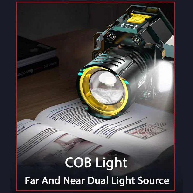 Gadgit Co Powerful COB LED Headlamp | Motion Sensor, Zoom, 5 Modes, 18650, Rechargeable