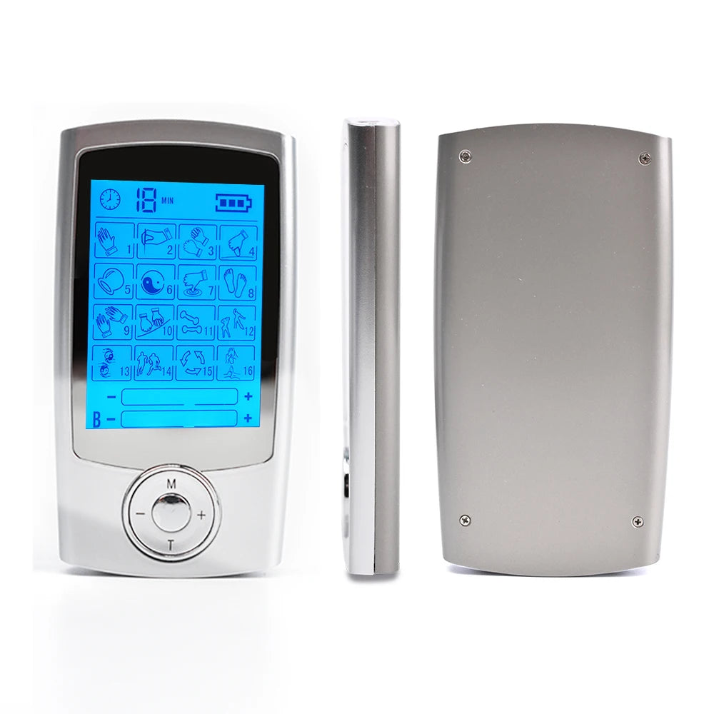 USB Charging TENS Machine EMS Muscle Stimulator Dual Channel 16 Mode Electronic Pulse Massager for Pain Relief Body Treatment