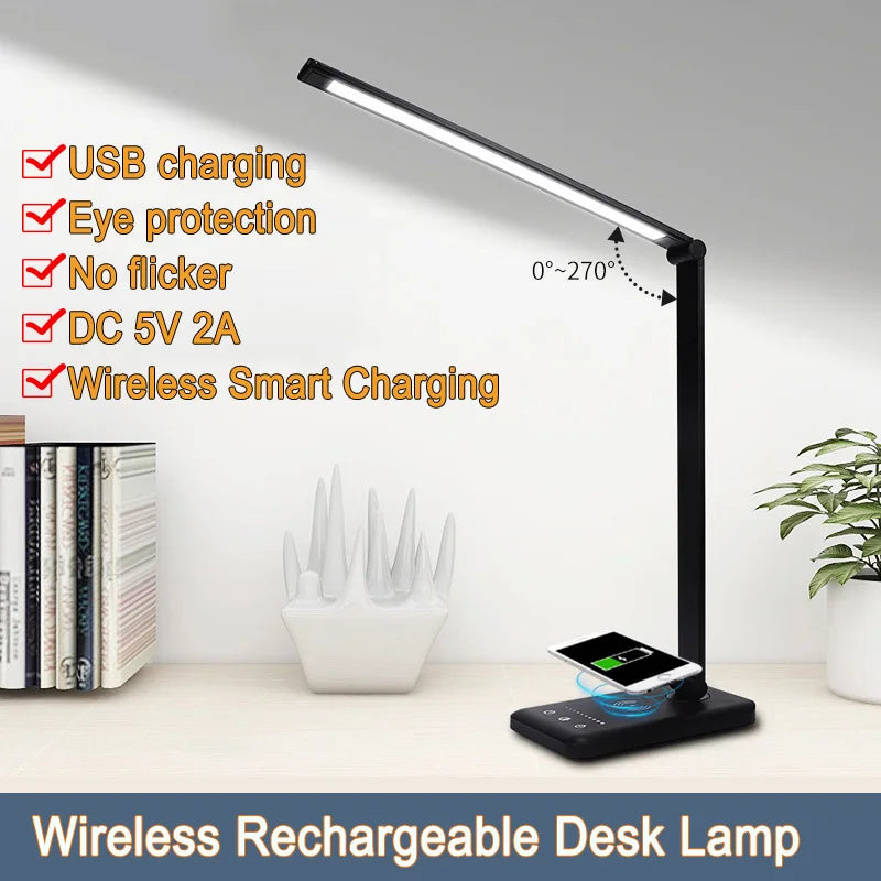 LED Smart Usb Charging Lamp Touch Folding Table Portable Battery Children's Work Office Rechargeable Wireless Light For Bedroom