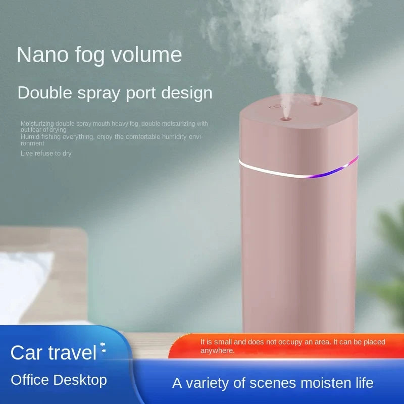 Gadgit Co Dual-Nozzle USB Humidifier | 600ml/h Super Mist, Ultra Quiet, Home & Car