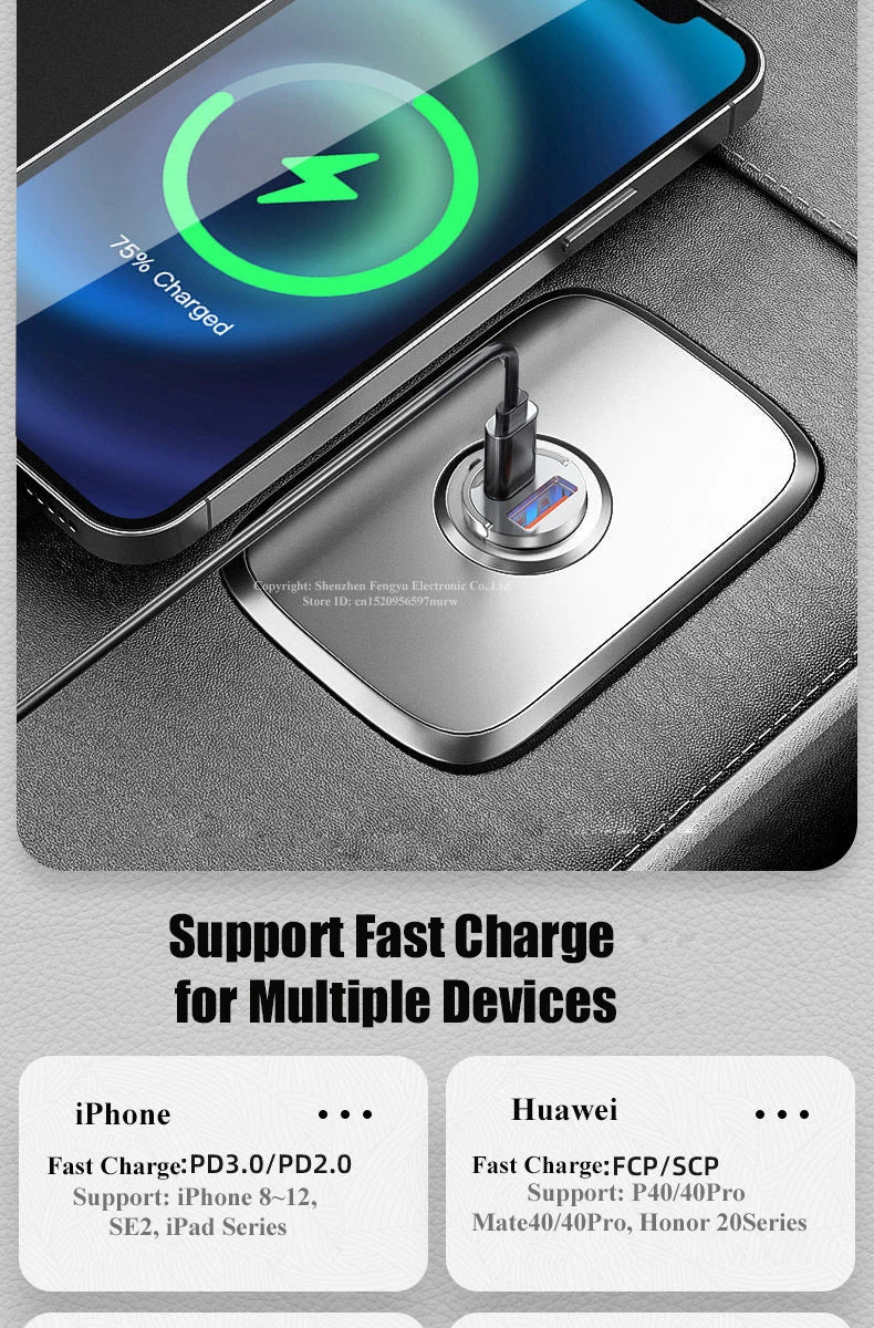 DriveCharge Pro™ – Dual Port USB-C Fast Car Charger