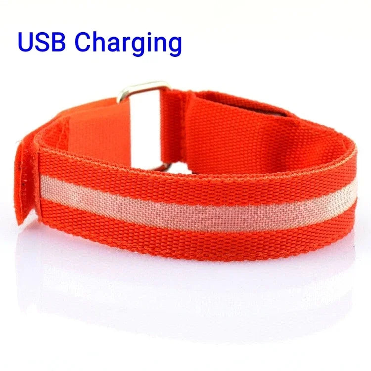 USB Rechargeable LED Night Running Armband Safety Light Belt for Outdoor Sports Cycling Bike Warning Wristband Arm Leg Light