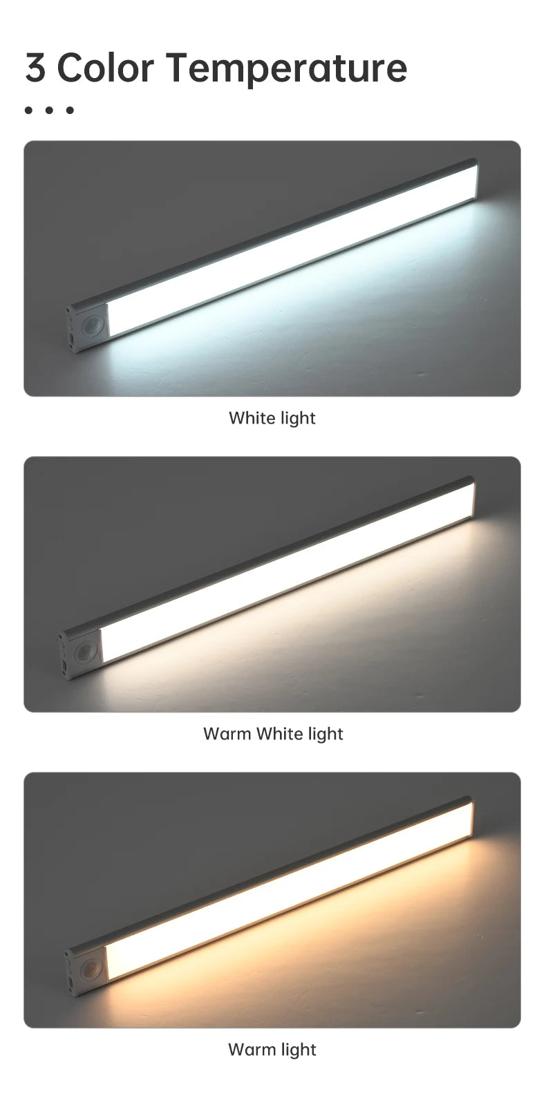 Gadgit Co LED Motion Sensor Under-Cabinet Light | 3 Colour Temps, USB, 4 Sizes