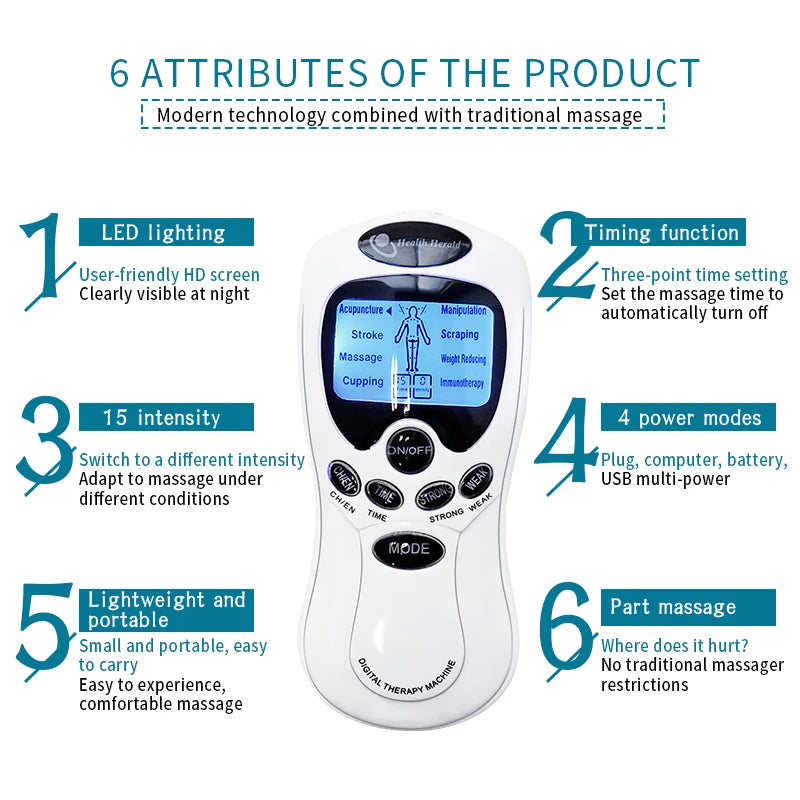 SANPKON TENS Machine Physiotherapy Electronic Pulse Muscle Stimulator for Neck Back Shoulder Hand Pain Relief Body Relaxation
