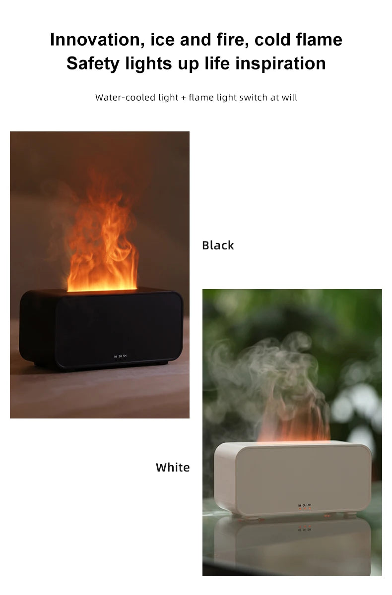 Gadgit Co 3D Flame Aroma Diffuser & Humidifier | 120ml, 7-Colour Flame, Timer