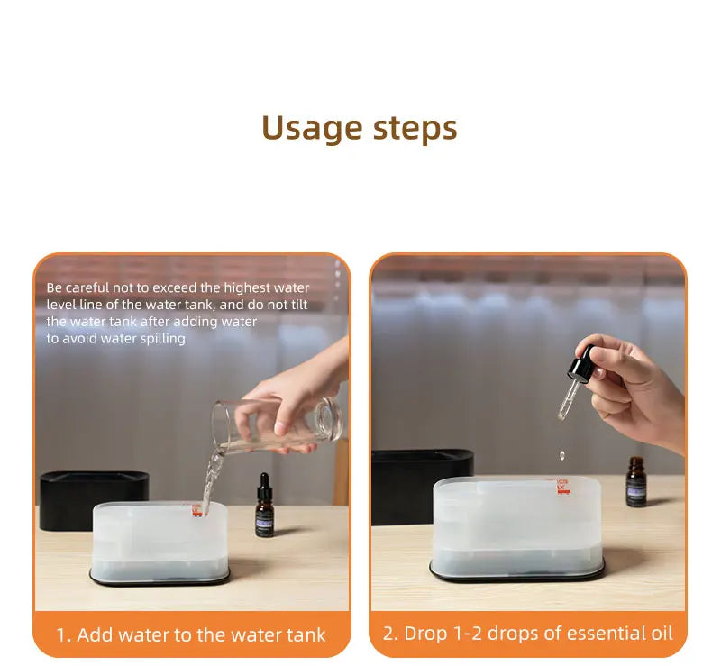 Gadgit Co Flame Effect Essential Oil Diffuser & Humidifier | 7-Colour Flame Light, Auto Off