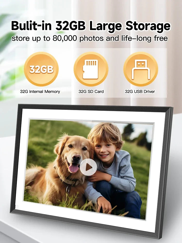 Gadgit Co™ – 10.1" WiFi Digital Photo Frame | 32GB | IPS HD Touchscreen | Frameo App