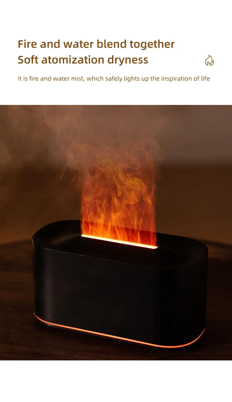 Gadgit Co Flame Effect Essential Oil Diffuser & Humidifier | 7-Colour Flame Light, Auto Off