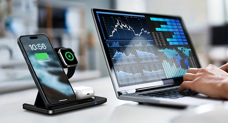 Gadgit Co™ 3-in-1 Wireless Charging Station | 15W Fast Charge, Qi Certified
