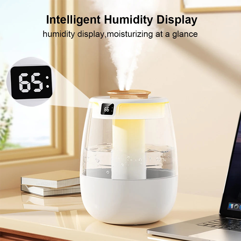 Gadgit Co 1.3L Large Capacity Dual Spray Desktop Humidifier | 20hr Runtime, Night Light