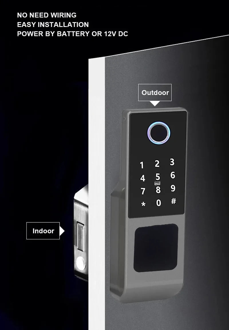 Gadgit Co Smart Outdoor Door Lock | WiFi, Fingerprint, App & Remote, IP66 Waterproof