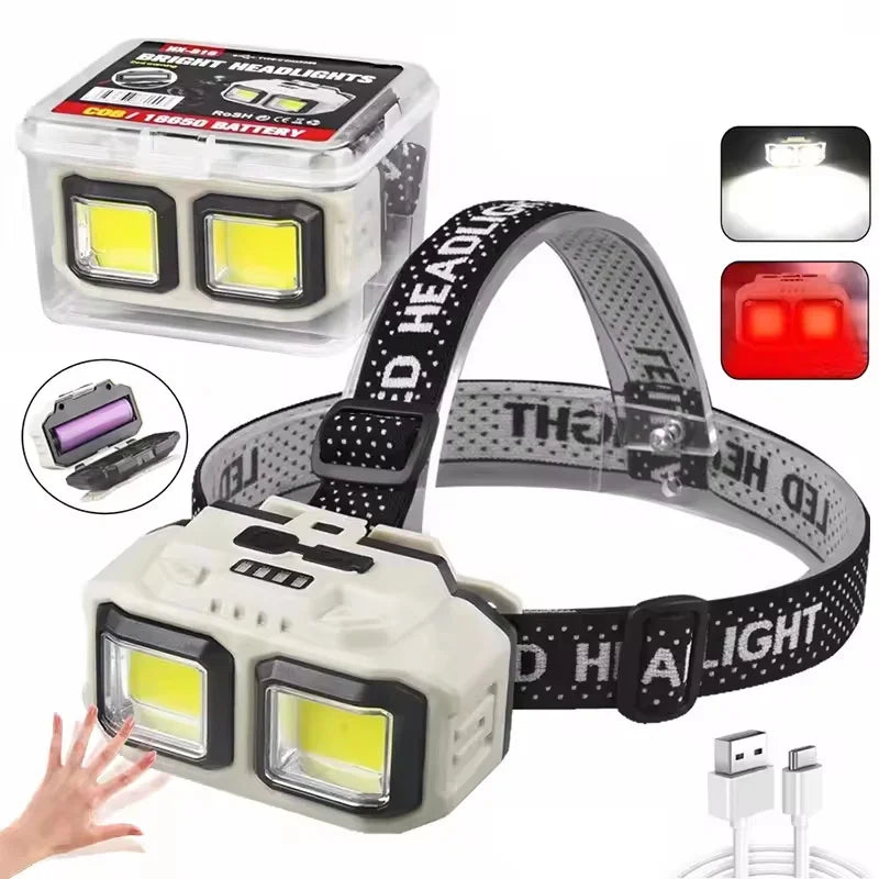 Gadgit Co COB LED Headlamp | 300 Lumens, IPX4, Type-C, White + Red Light, 2 Models