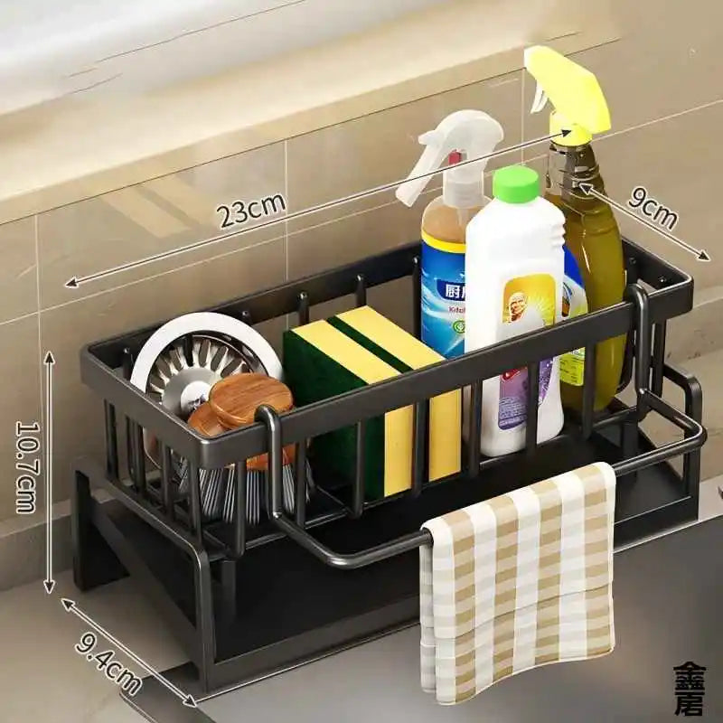 Gadgit Co Tap-Mounted Spice Shelf & Sink Organizer | No Drilling, Drainage Rack