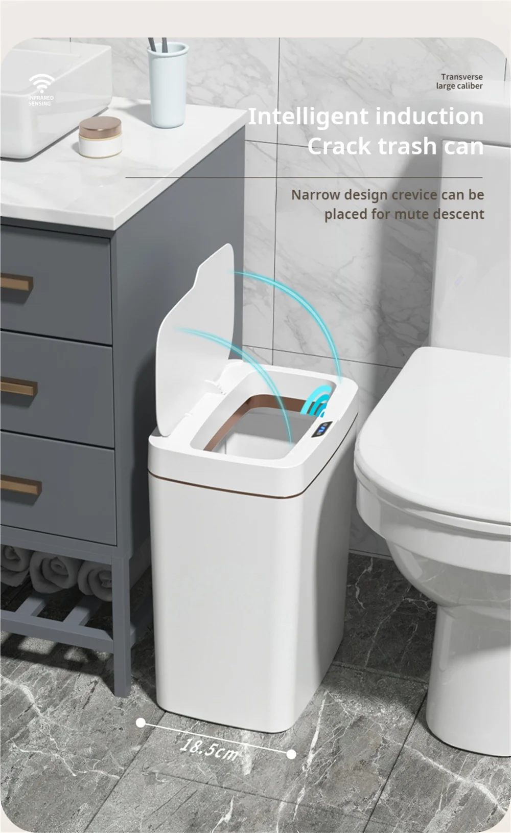 Gadgit Co Smart Sensor Trash Can | 15L, Touchless, Auto-Bag, IPX5, Bathroom & Kitchen