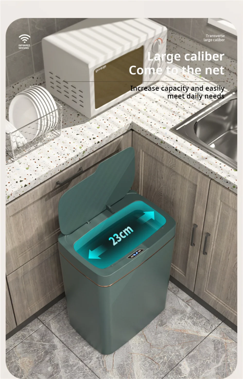 Gadgit Co Smart Sensor Trash Can | 15L, Touchless, Auto-Bag, IPX5, Bathroom & Kitchen