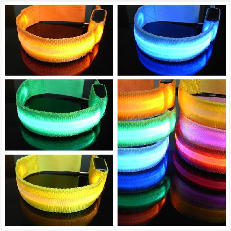 USB Rechargeable LED Night Running Armband Safety Light Belt for Outdoor Sports Cycling Bike Warning Wristband Arm Leg Light