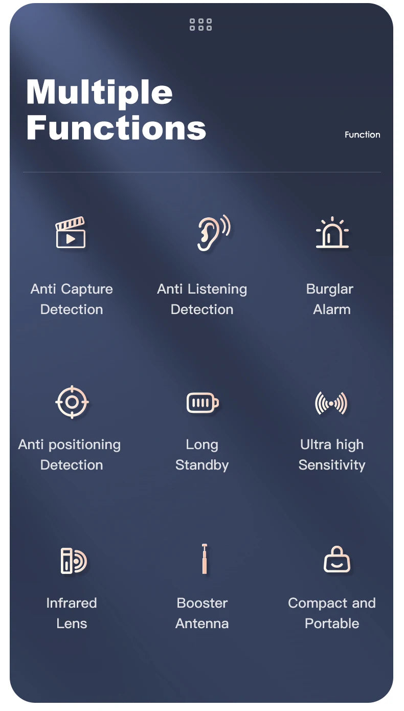 Gadgit Co T18 Multi-Function Anti-Spy Detector Pen | RF, Magnetic, Laser & Vibration