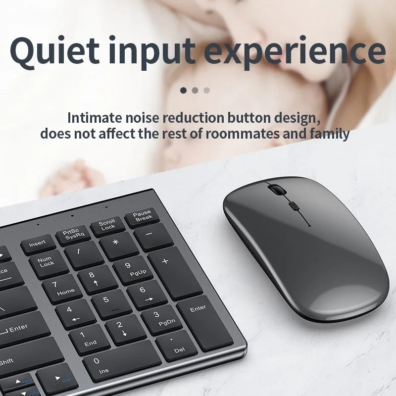 Gadgit Co™ – Slim Rechargeable Wireless Keyboard & Mouse Combo | 4-Device | Multi-Language