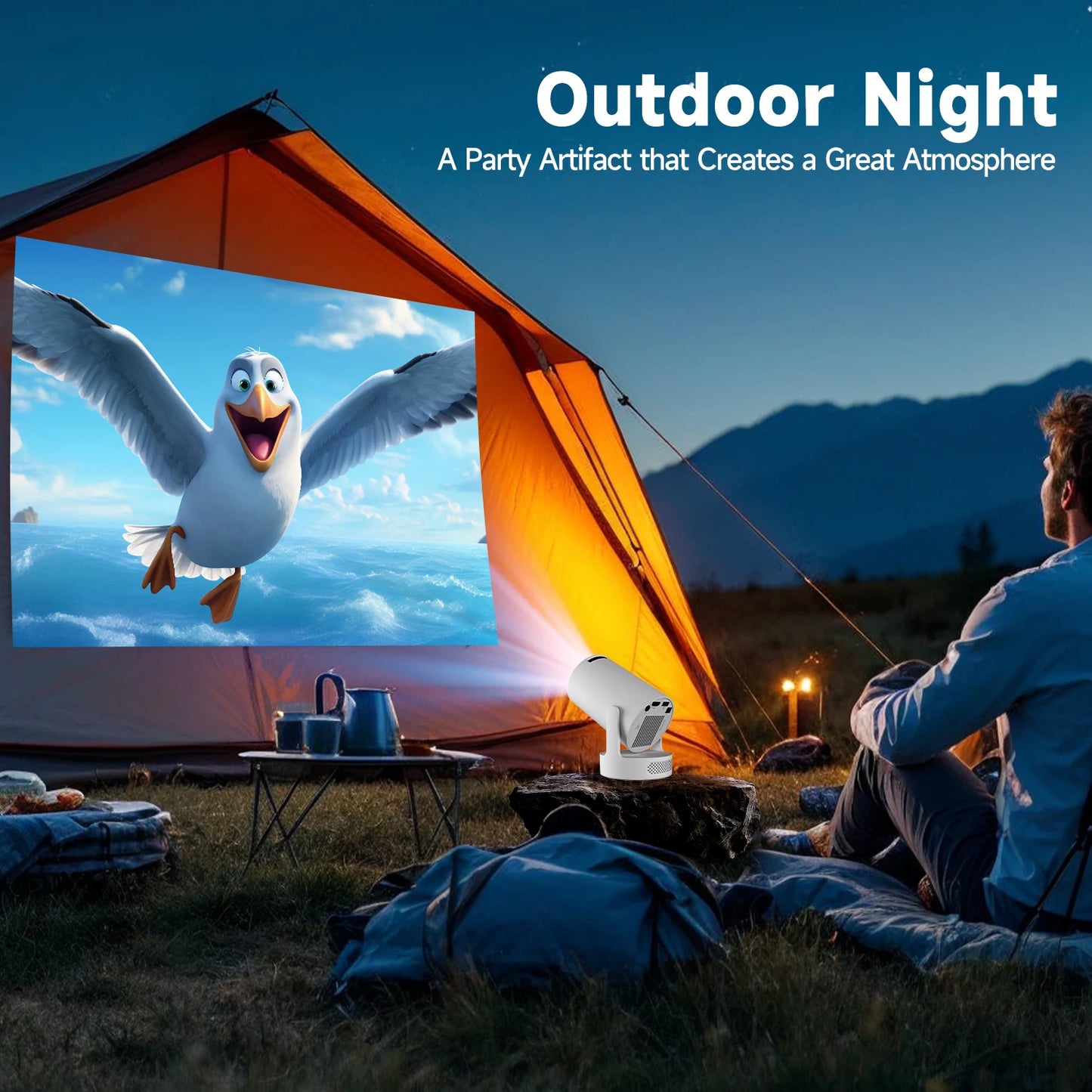 Gadgit Co™ – Smart Mini Portable Projector (Android 14 | WiFi | 180° Rotation)